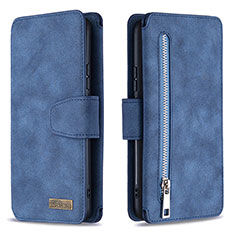 Leather Case Stands Flip Cover Holder B18F for Samsung Galaxy M10S Blue