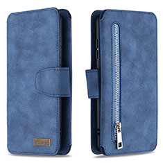 Leather Case Stands Flip Cover Holder B18F for Samsung Galaxy M40S Blue