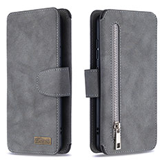 Leather Case Stands Flip Cover Holder B18F for Samsung Galaxy M40S Gray