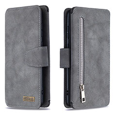 Leather Case Stands Flip Cover Holder B18F for Samsung Galaxy M60s Gray