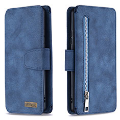 Leather Case Stands Flip Cover Holder B18F for Samsung Galaxy M80S Blue