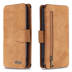 Leather Case Stands Flip Cover Holder B18F for Samsung Galaxy M80S Brown