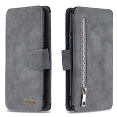 Leather Case Stands Flip Cover Holder B18F for Samsung Galaxy M80S Gray