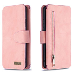 Leather Case Stands Flip Cover Holder B18F for Samsung Galaxy M80S Rose Gold