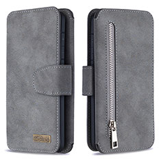 Leather Case Stands Flip Cover Holder B18F for Samsung Galaxy S20 5G Gray