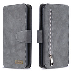 Leather Case Stands Flip Cover Holder B18F for Samsung Galaxy S20 Plus Gray