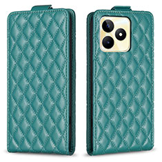 Leather Case Stands Flip Cover Holder B19F for Realme C51 Green