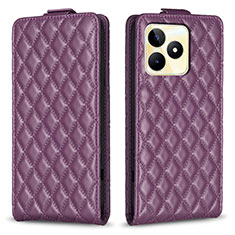 Leather Case Stands Flip Cover Holder B19F for Realme C53 India Purple