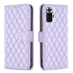 Leather Case Stands Flip Cover Holder B19F for Xiaomi Redmi Note 10 Pro 4G Purple
