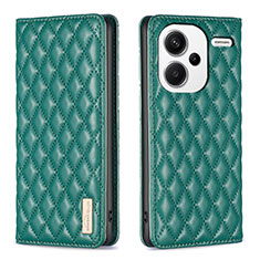 Leather Case Stands Flip Cover Holder B19F for Xiaomi Redmi Note 13 Pro+ Plus 5G Green