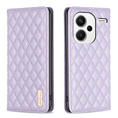 Leather Case Stands Flip Cover Holder B19F for Xiaomi Redmi Note 13 Pro+ Plus 5G Purple