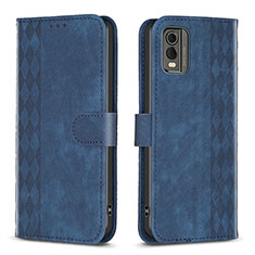 Leather Case Stands Flip Cover Holder B21F for Nokia C210 Blue