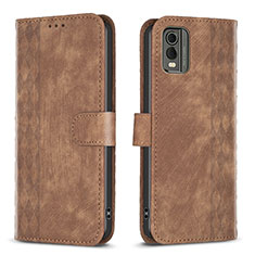 Leather Case Stands Flip Cover Holder B21F for Nokia C210 Brown