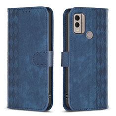 Leather Case Stands Flip Cover Holder B21F for Nokia C22 Blue