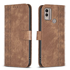 Leather Case Stands Flip Cover Holder B21F for Nokia C22 Brown