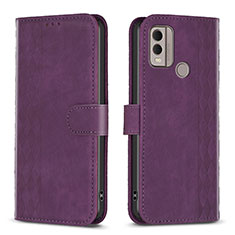 Leather Case Stands Flip Cover Holder B21F for Nokia C22 Purple