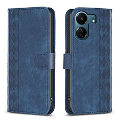 Leather Case Stands Flip Cover Holder B21F for Xiaomi Redmi 13C Blue