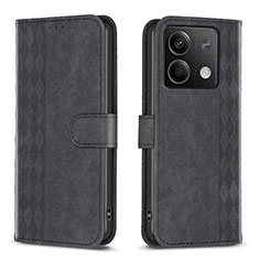 Leather Case Stands Flip Cover Holder B21F for Xiaomi Redmi Note 13 5G Black