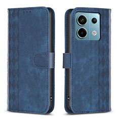 Leather Case Stands Flip Cover Holder B21F for Xiaomi Redmi Note 13 Pro 5G Blue