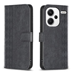 Leather Case Stands Flip Cover Holder B21F for Xiaomi Redmi Note 13 Pro+ Plus 5G Black