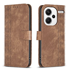 Leather Case Stands Flip Cover Holder B21F for Xiaomi Redmi Note 13 Pro+ Plus 5G Brown