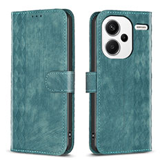 Leather Case Stands Flip Cover Holder B21F for Xiaomi Redmi Note 13 Pro+ Plus 5G Green