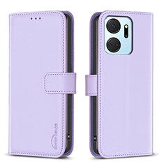 Leather Case Stands Flip Cover Holder B22F for Huawei Honor X7a Clove Purple