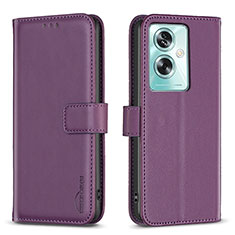 Leather Case Stands Flip Cover Holder B22F for Oppo A2 5G Purple