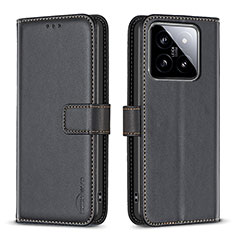 Leather Case Stands Flip Cover Holder B22F for Xiaomi Mi 14 5G Black