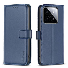 Leather Case Stands Flip Cover Holder B22F for Xiaomi Mi 14 5G Blue