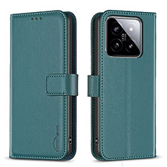 Leather Case Stands Flip Cover Holder B22F for Xiaomi Mi 14 5G Green