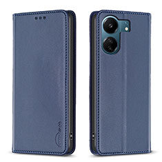Leather Case Stands Flip Cover Holder B22F for Xiaomi Redmi 13C Blue