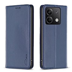 Leather Case Stands Flip Cover Holder B22F for Xiaomi Redmi Note 13 5G Blue