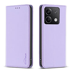 Leather Case Stands Flip Cover Holder B22F for Xiaomi Redmi Note 13 5G Clove Purple