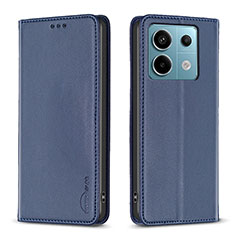 Leather Case Stands Flip Cover Holder B22F for Xiaomi Redmi Note 13 Pro 5G Blue