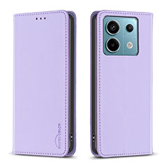 Leather Case Stands Flip Cover Holder B22F for Xiaomi Redmi Note 13 Pro 5G Clove Purple