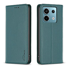 Leather Case Stands Flip Cover Holder B22F for Xiaomi Redmi Note 13 Pro 5G Green