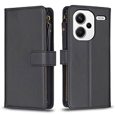 Leather Case Stands Flip Cover Holder B22F for Xiaomi Redmi Note 13 Pro+ Plus 5G Black