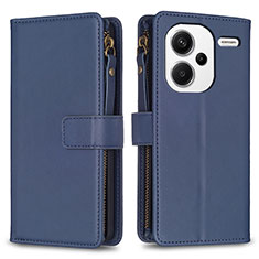Leather Case Stands Flip Cover Holder B22F for Xiaomi Redmi Note 13 Pro+ Plus 5G Blue