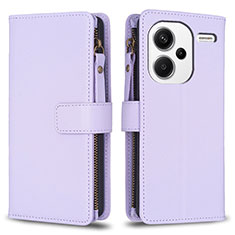 Leather Case Stands Flip Cover Holder B22F for Xiaomi Redmi Note 13 Pro+ Plus 5G Clove Purple