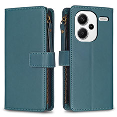 Leather Case Stands Flip Cover Holder B22F for Xiaomi Redmi Note 13 Pro+ Plus 5G Green