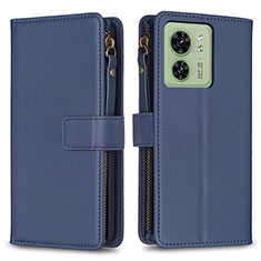 Leather Case Stands Flip Cover Holder B23F for Motorola Moto Edge (2023) 5G Blue