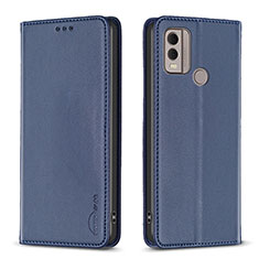 Leather Case Stands Flip Cover Holder B23F for Nokia C22 Blue