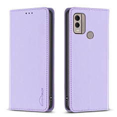 Leather Case Stands Flip Cover Holder B23F for Nokia C22 Clove Purple