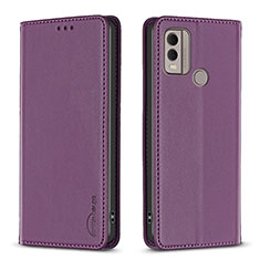 Leather Case Stands Flip Cover Holder B23F for Nokia C22 Purple