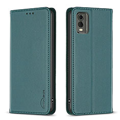 Leather Case Stands Flip Cover Holder B23F for Nokia C32 Green