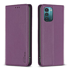 Leather Case Stands Flip Cover Holder B23F for Nokia G11 Purple