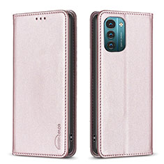 Leather Case Stands Flip Cover Holder B23F for Nokia G11 Rose Gold