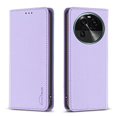 Leather Case Stands Flip Cover Holder B23F for Oppo Find X6 Pro 5G Clove Purple
