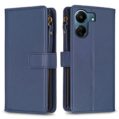 Leather Case Stands Flip Cover Holder B23F for Xiaomi Redmi 13C Blue